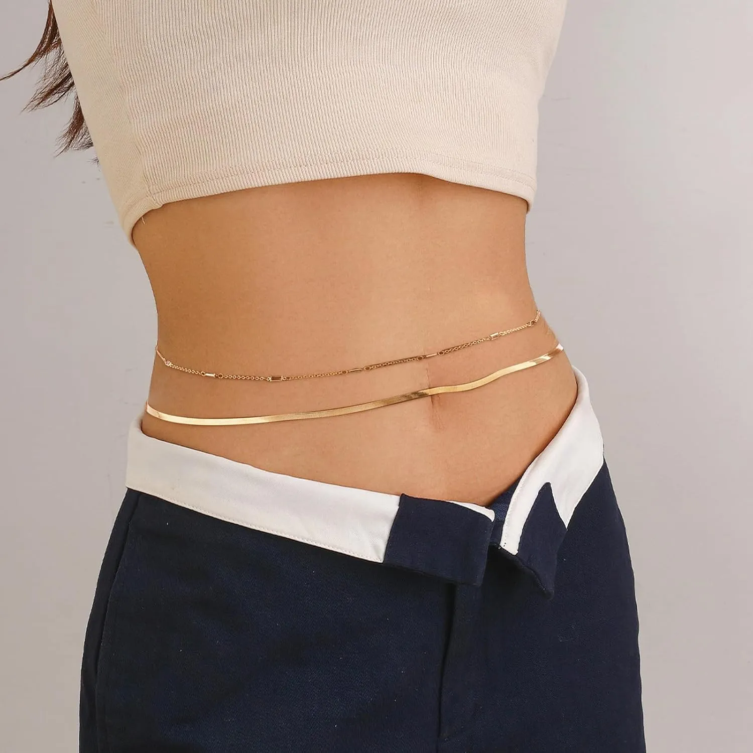 Waist Chains Belly Chains for Women Waist Beads Dainty Layered Gold Body Chain Jewelry for Women Summer Beach Bikini Stomach Jewelry Accessories