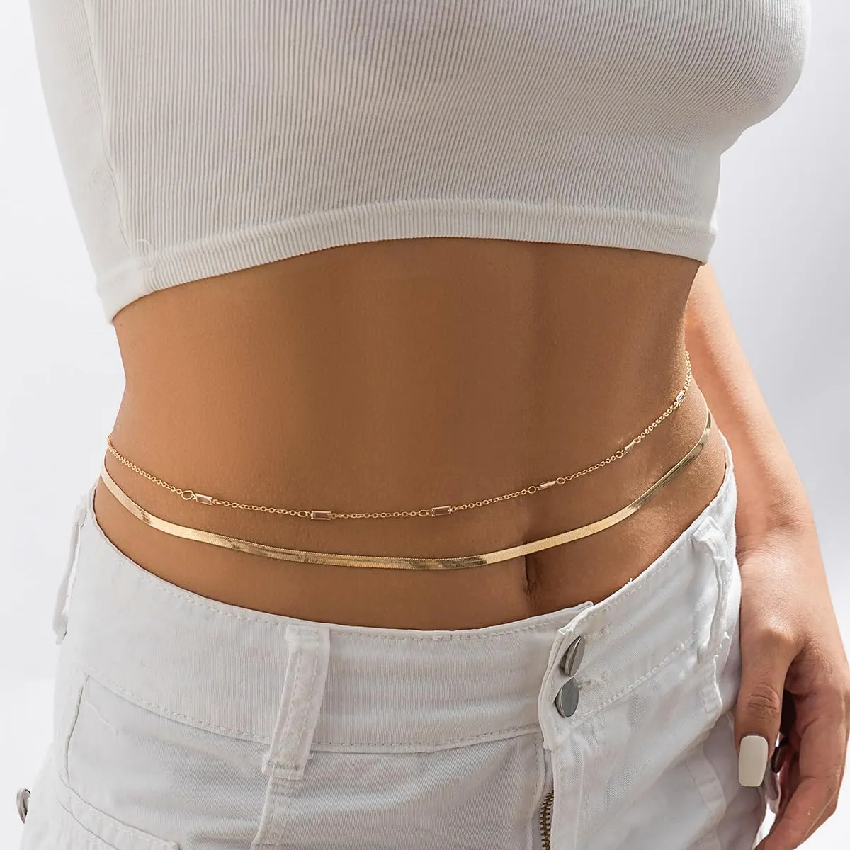 Waist Chains Belly Chains for Women Waist Beads Dainty Layered Gold Body Chain Jewelry for Women Summer Beach Bikini Stomach Jewelry Accessories