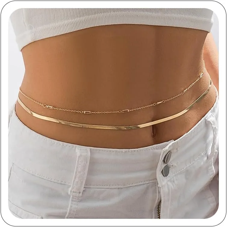 Waist Chains Belly Chains for Women Waist Beads Dainty Layered Gold Body Chain Jewelry for Women Summer Beach Bikini Stomach Jewelry Accessories