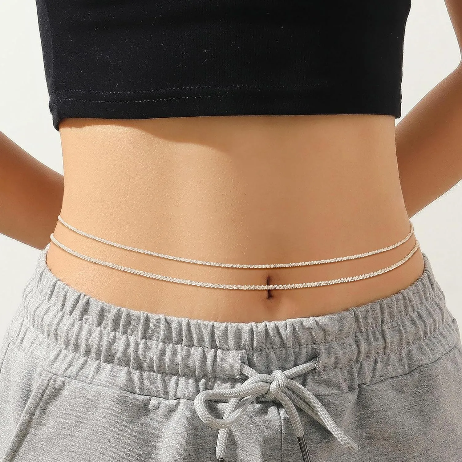 Waist Chains for Women 14K Gold/Sterling Silver Plated Body Chain, Dainty Layered Belly Chain Sexy Bikini Chain Summer Beach Body Chains for Women Jewelry