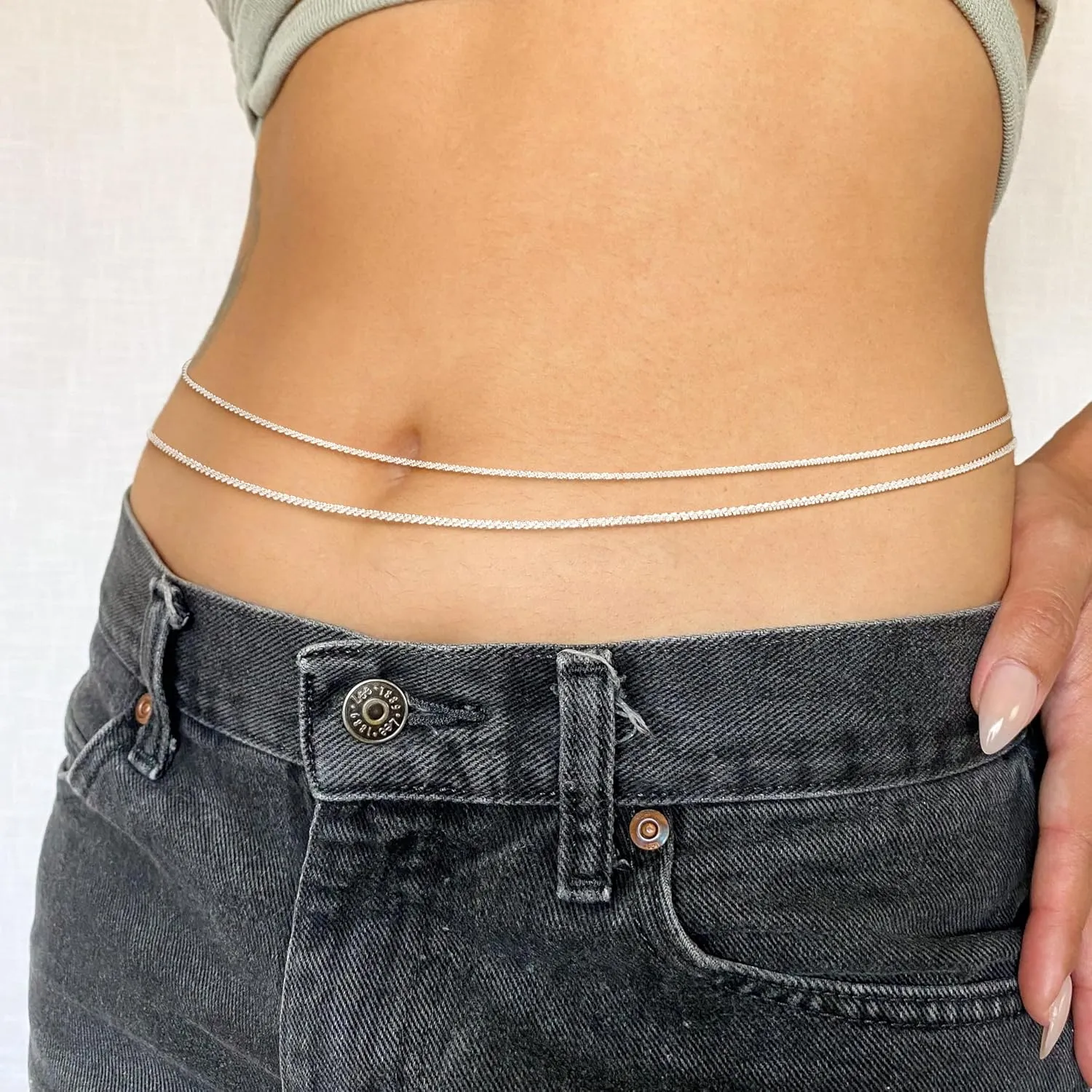 Waist Chains for Women 14K Gold/Sterling Silver Plated Body Chain, Dainty Layered Belly Chain Sexy Bikini Chain Summer Beach Body Chains for Women Jewelry