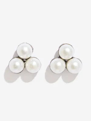 Westside Accessories White Pearl Embellished Stud Earrings