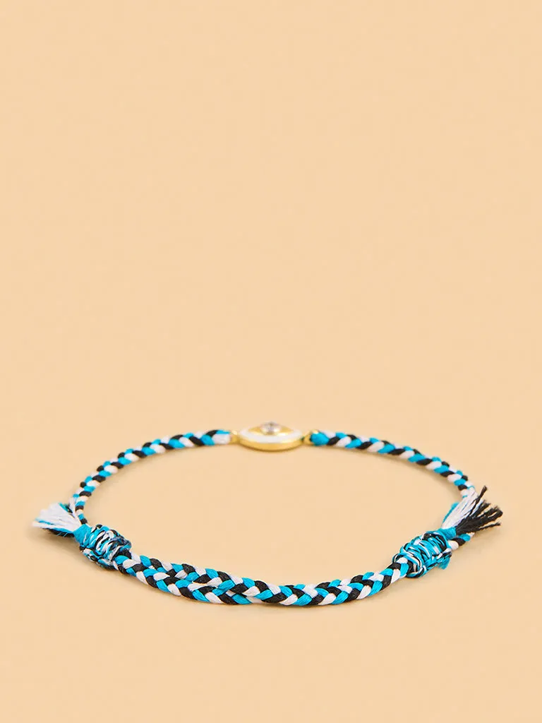 Westside X Pome Evil Eye Blue & White Cord Lab Diamond Bracelet