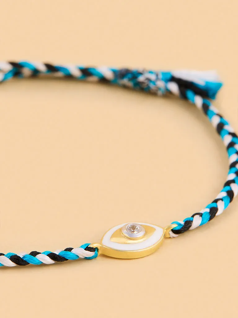 Westside X Pome Evil Eye Blue & White Cord Lab Diamond Bracelet