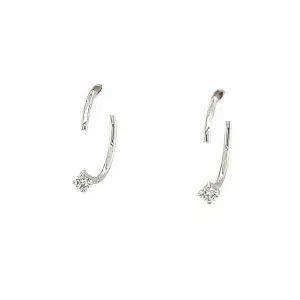 White 14 Karat Round Open Huggie Earrings