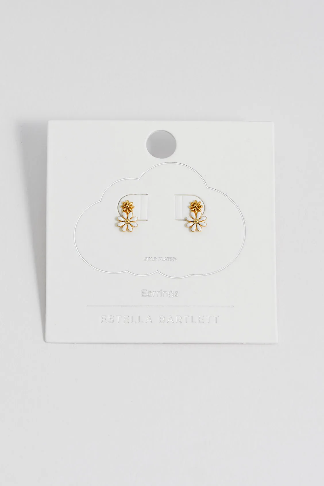 White Enamel Double Flower Studs