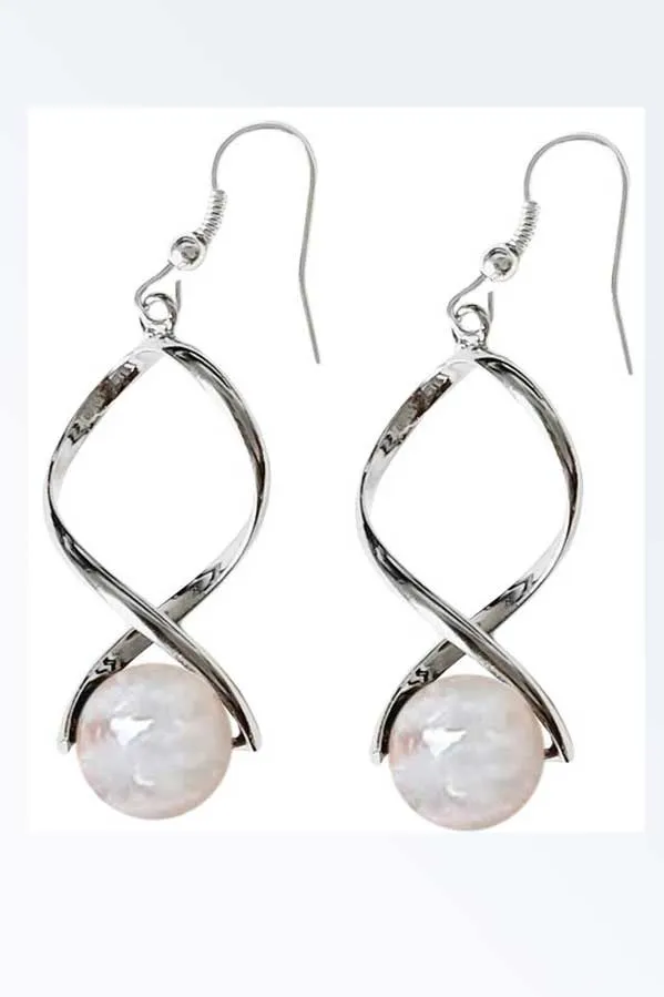 White Moonstone Bead Earrings