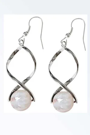 White Moonstone Bead Earrings