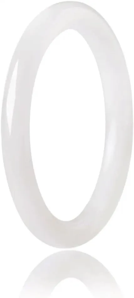 White Natural Jade Bangle Bracelet for Women Healing Protection Good Luck Natural Gemstone Fengshui Jewelry for Wife Mother's Day Gift for Mom (White, 62-64mm diameter)