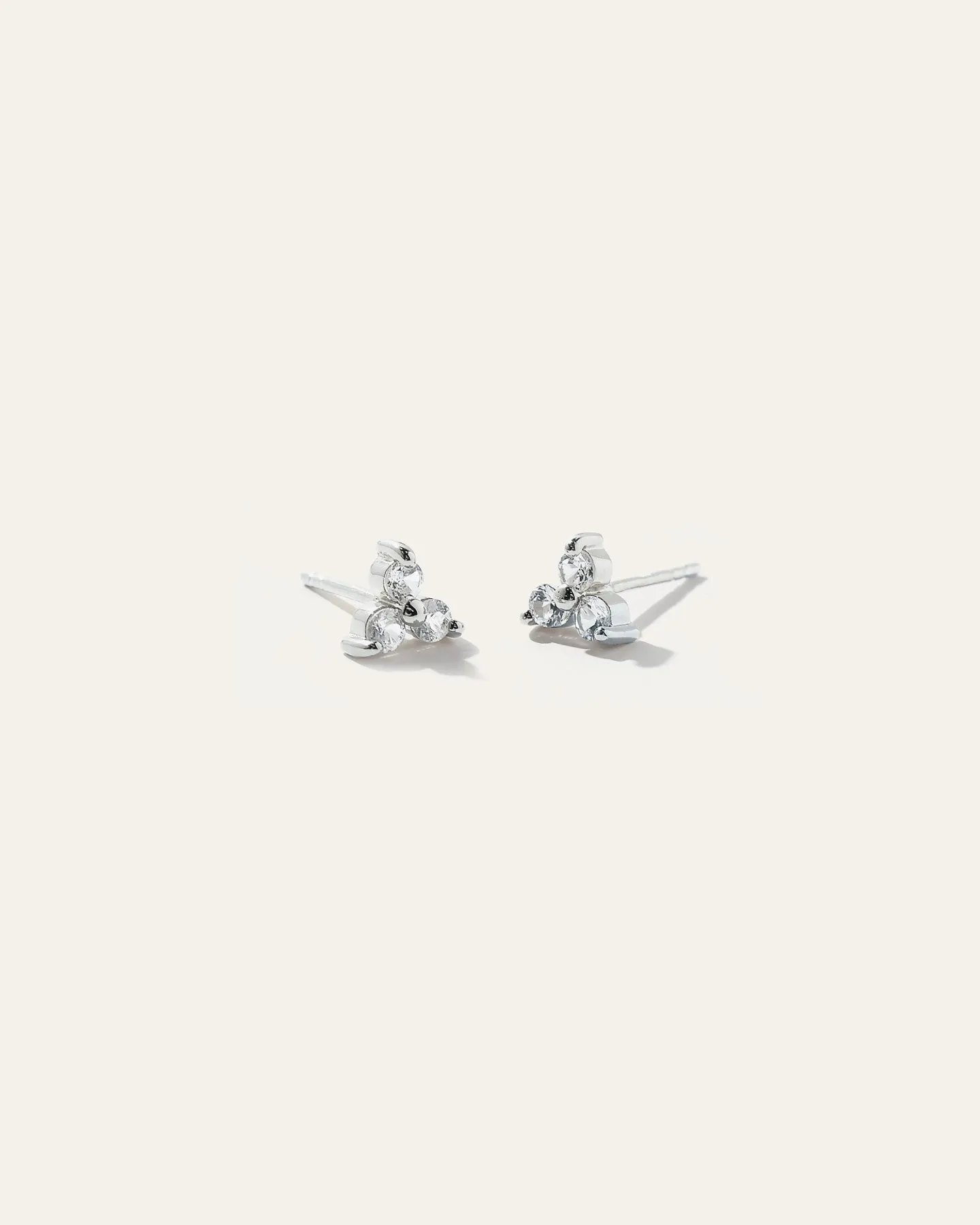 White Sapphire Triad Studs