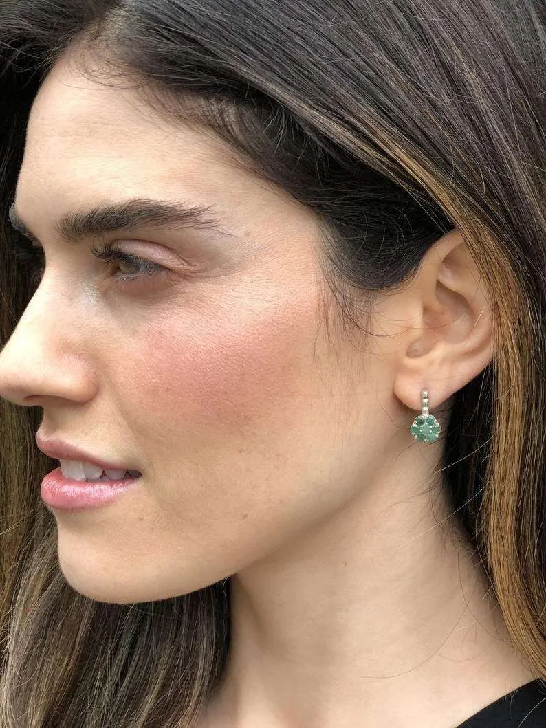 White Topaz Earrings - Gold Flower Earrings, December Birthstone Earrings