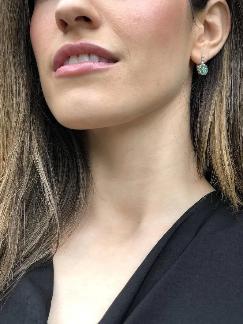 White Topaz Earrings - Gold Flower Earrings, December Birthstone Earrings