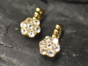 White Topaz Earrings - Gold Flower Earrings, December Birthstone Earrings
