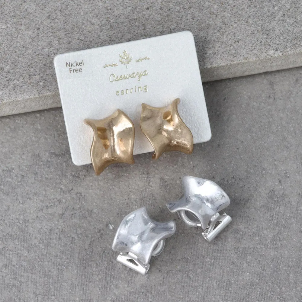 Wide Wave Clip On Earrings