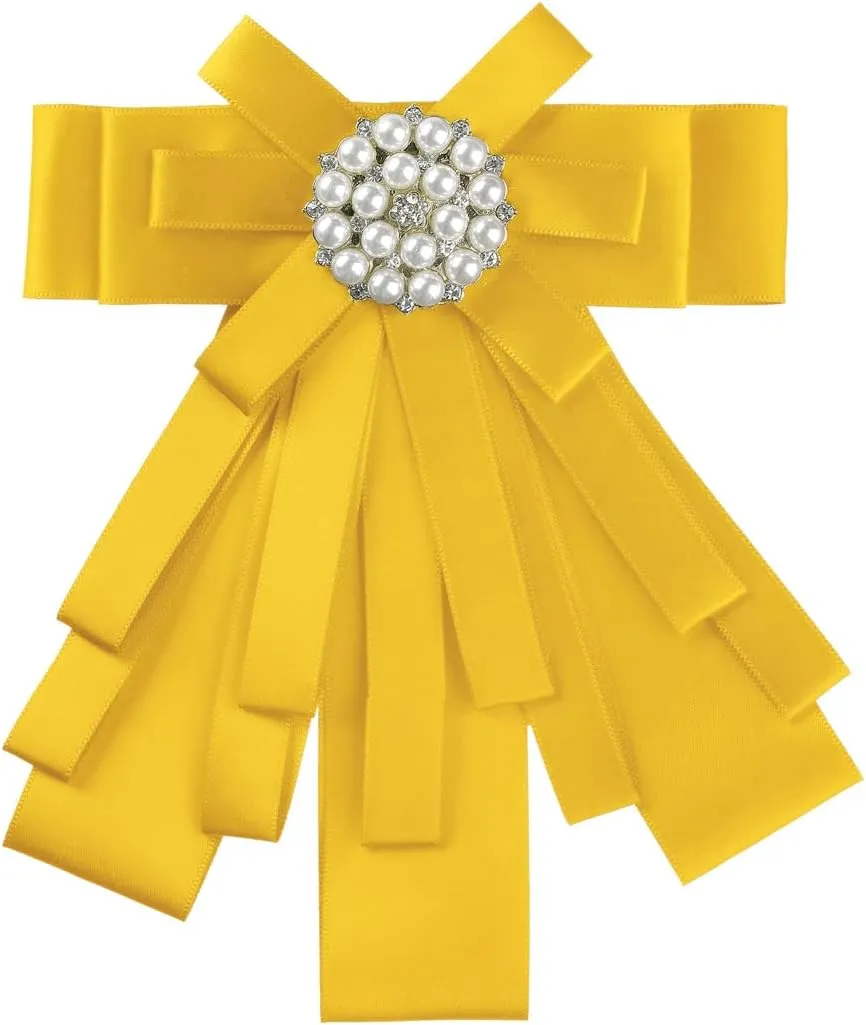Women's Ribbon Brooch Bowknot Necktie Bow Brooches Pre-Tied Bow Ties