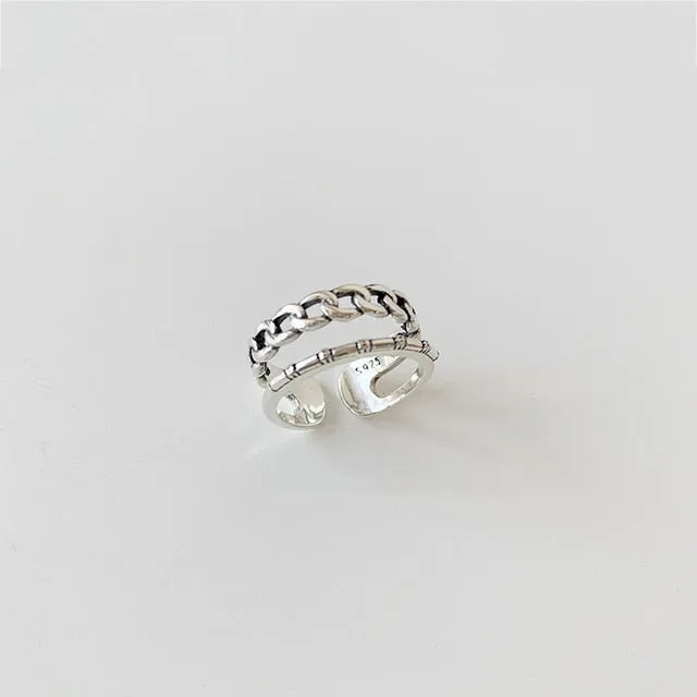 XIYANIKE Prevent Allergy 925 Sterling Silver Rings Vintage Simple Love Chain Finger Jewelry for Women Couple Party Accessories
