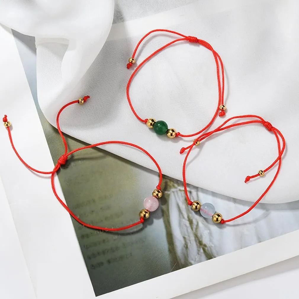 YAZILIND Bracelet Handmade Red Rope Jade Beads Chain Bracelets Women Female Adjustable Jewelry