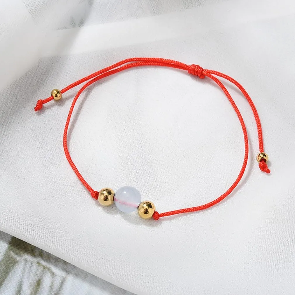 YAZILIND Bracelet Handmade Red Rope Jade Beads Chain Bracelets Women Female Adjustable Jewelry