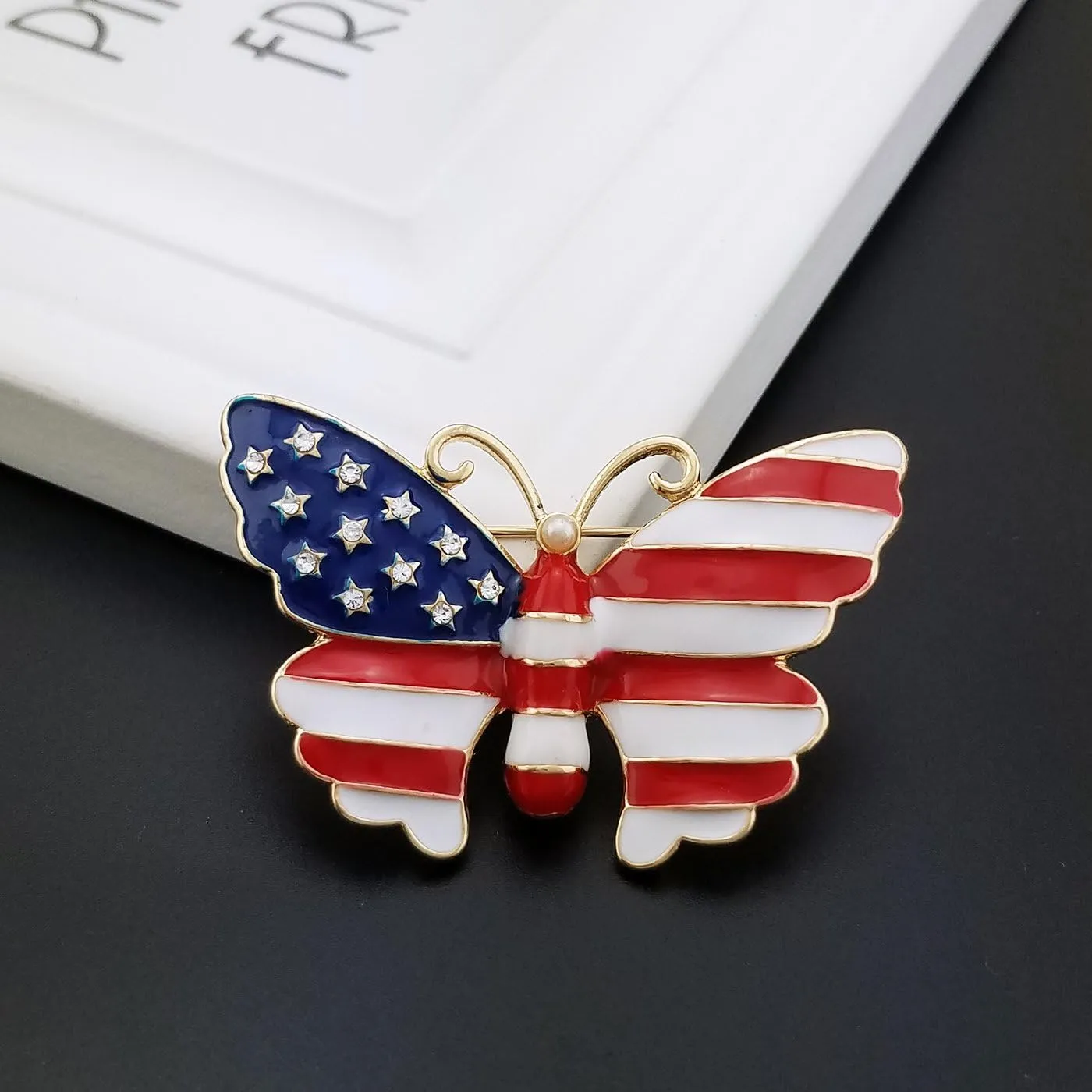 YOQUCOL USA Flag Womens Brooch Pin American Patriotic Enamel Brooches for Women Dress Accessories