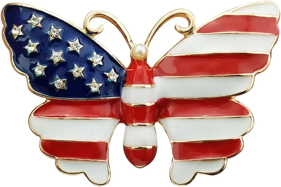 YOQUCOL USA Flag Womens Brooch Pin American Patriotic Enamel Brooches for Women Dress Accessories